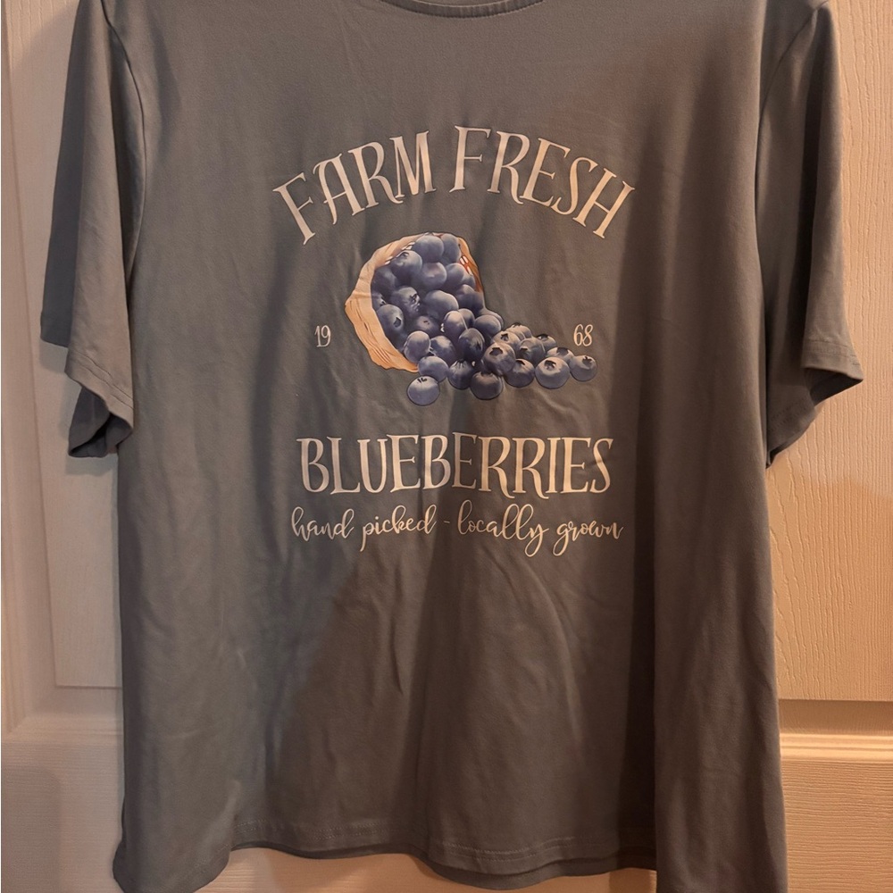 SHEIN Gray Blueberry Graphic Tee